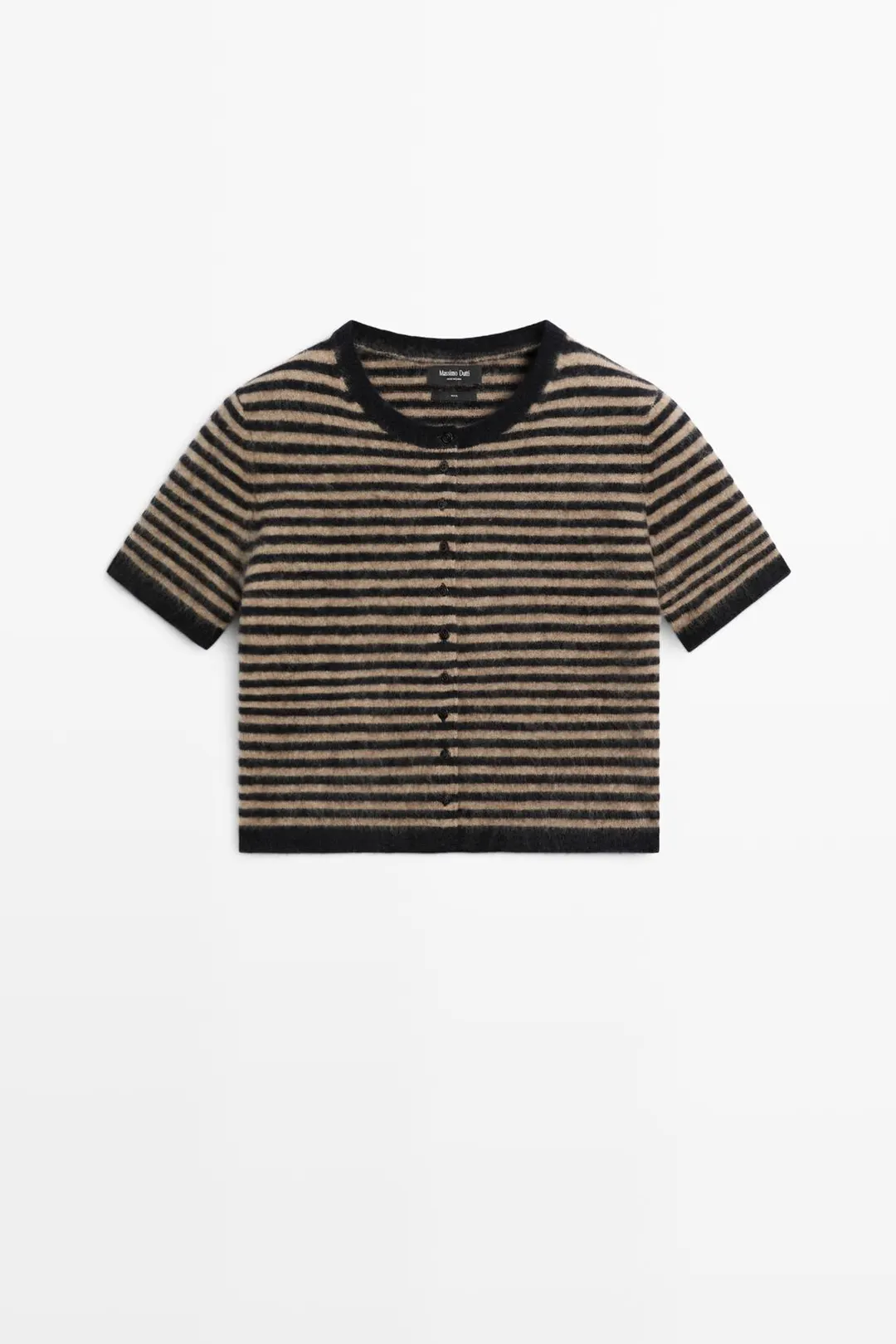 Кардиган вязаный с короткими рукавами из 100% шерсти, Massimo Dutti