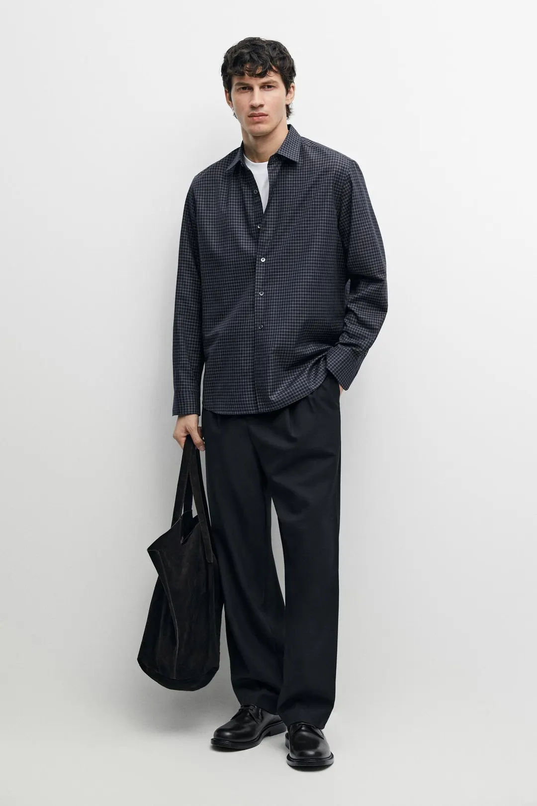 Рубашка прямого кроя в клетку из 100% хлопка, Massimo Dutti