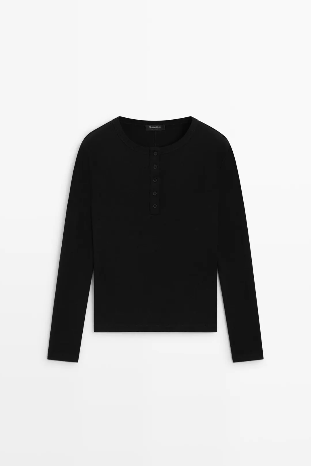 Лонгслив хенли из 100% хлопка, Massimo Dutti
