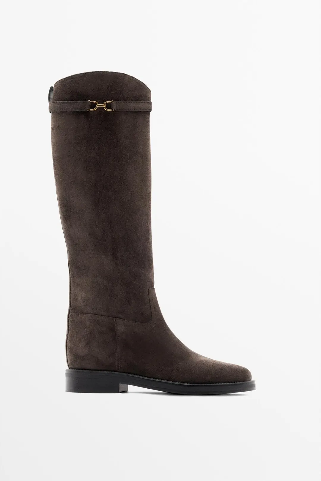 Сапоги для верховой езды из замшевого спилка, Massimo Dutti