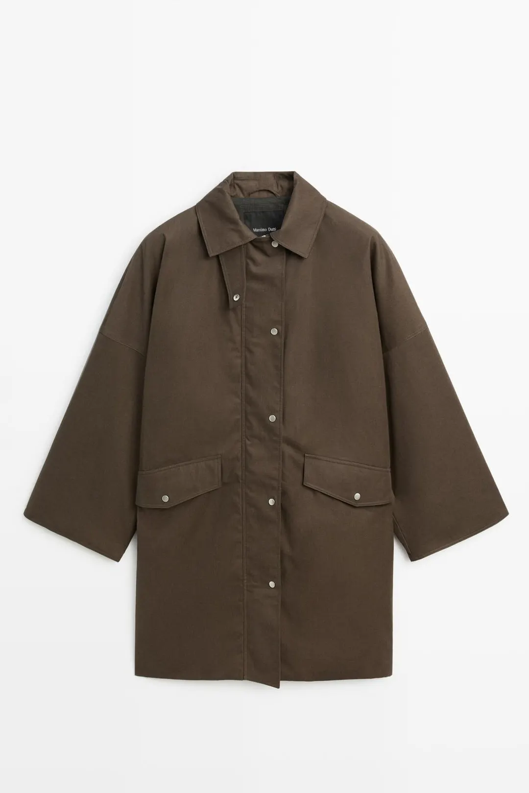 Парка с вощеным эффектом и клетчатой подкладкой, Massimo Dutti