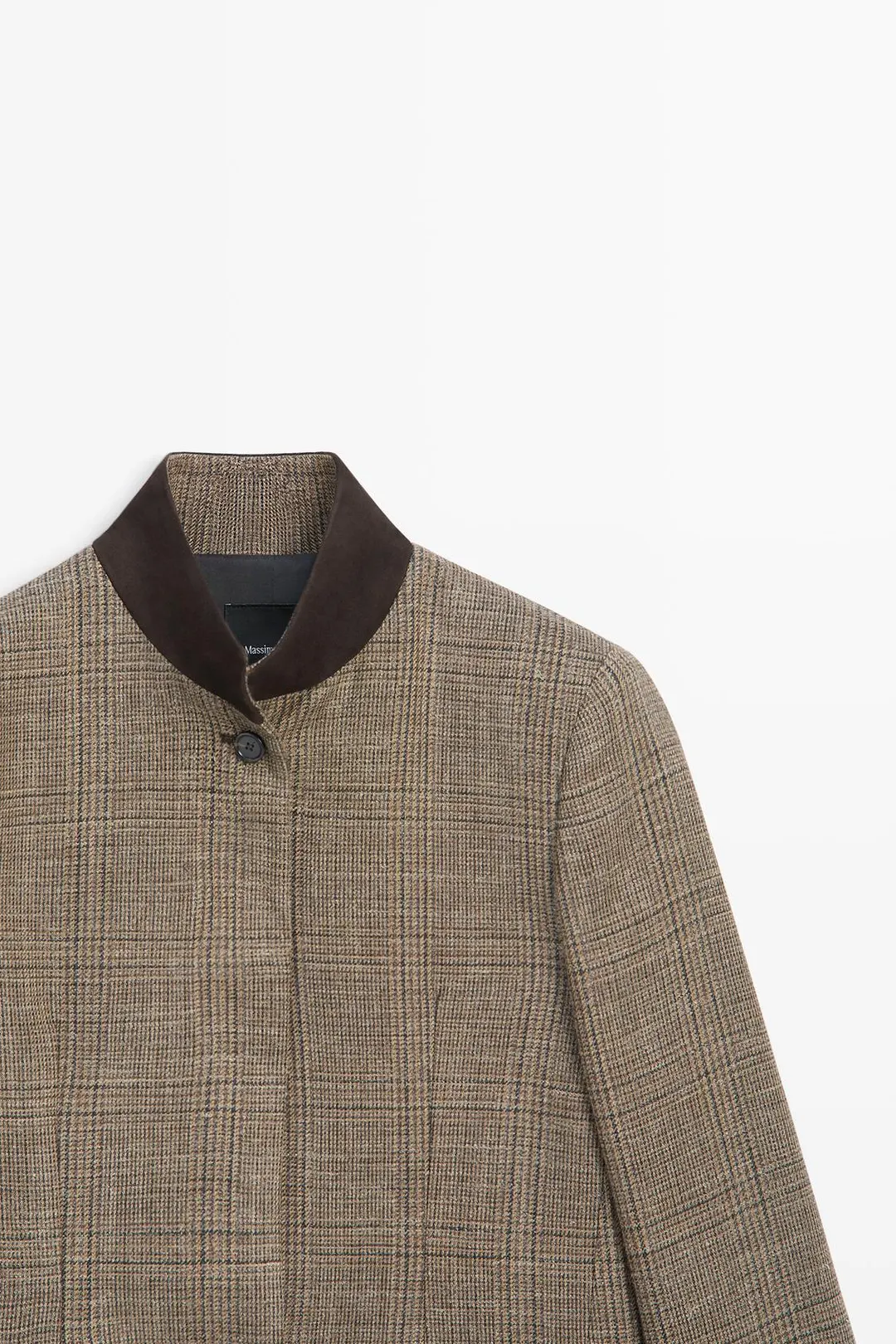 Блейзер в клетку с контрастным воротником, Massimo Dutti