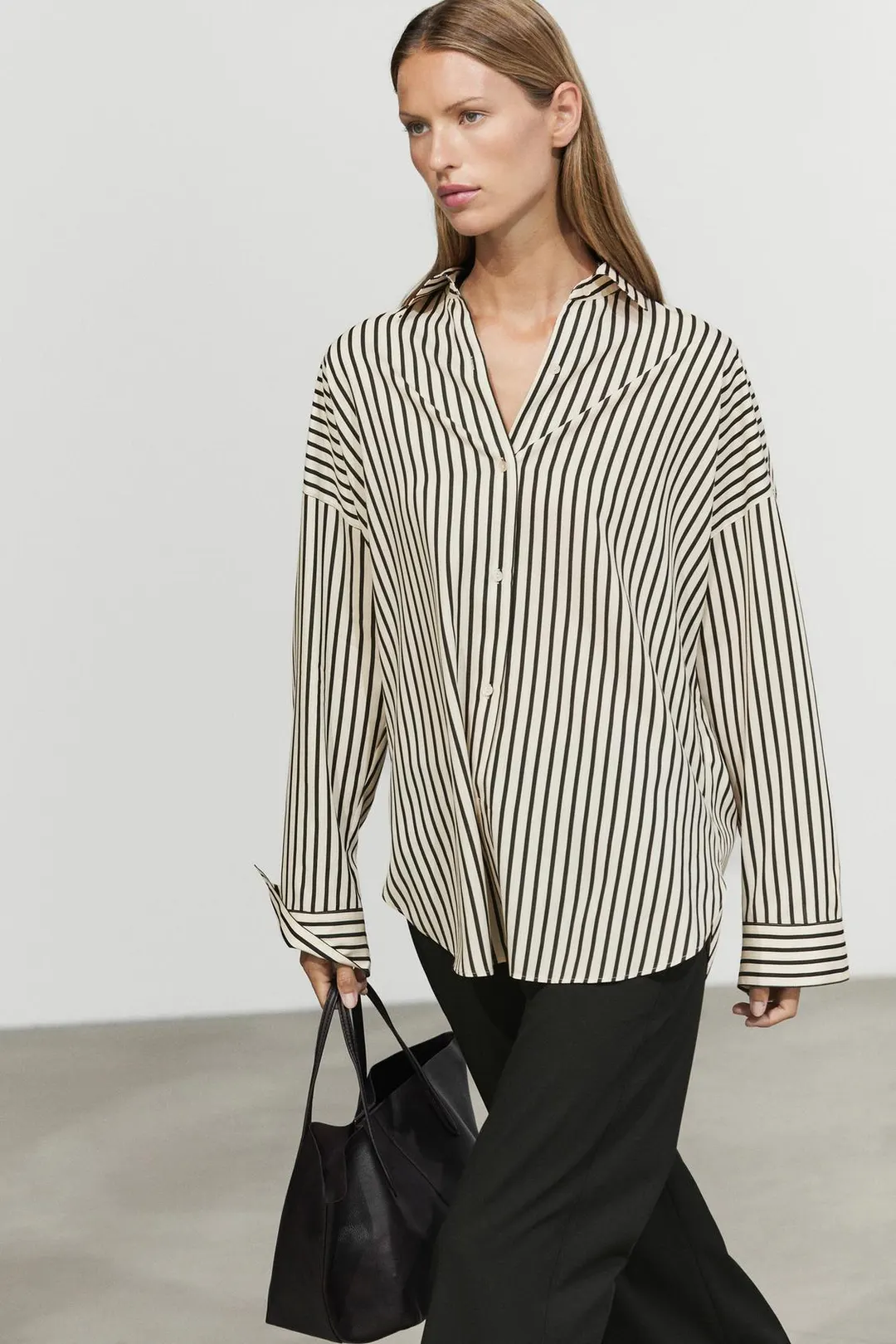 Рубашка в полоску из струящейся ткани, Massimo Dutti