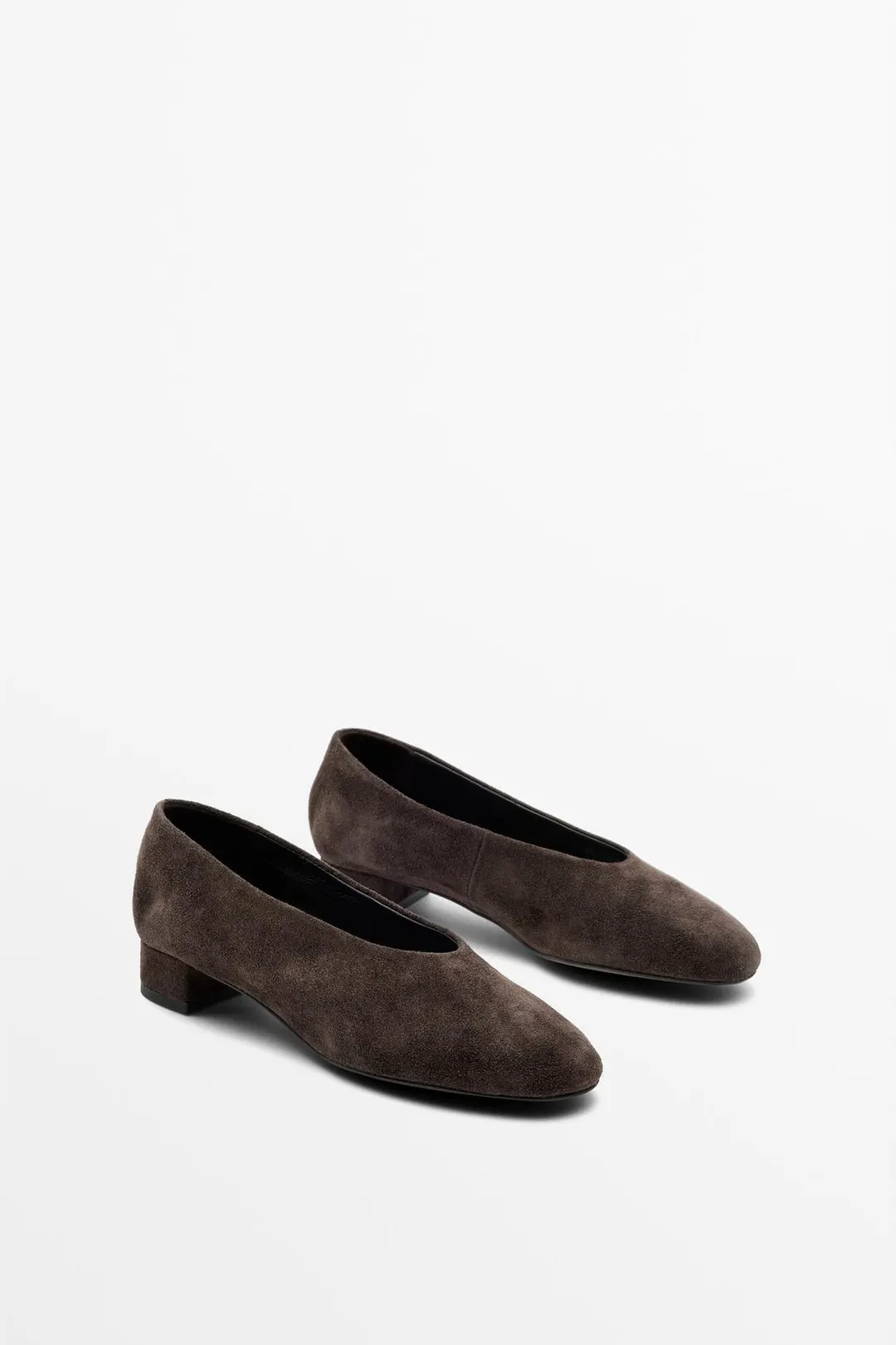 Туфли на каблуке из замшевого спилка, Massimo Dutti