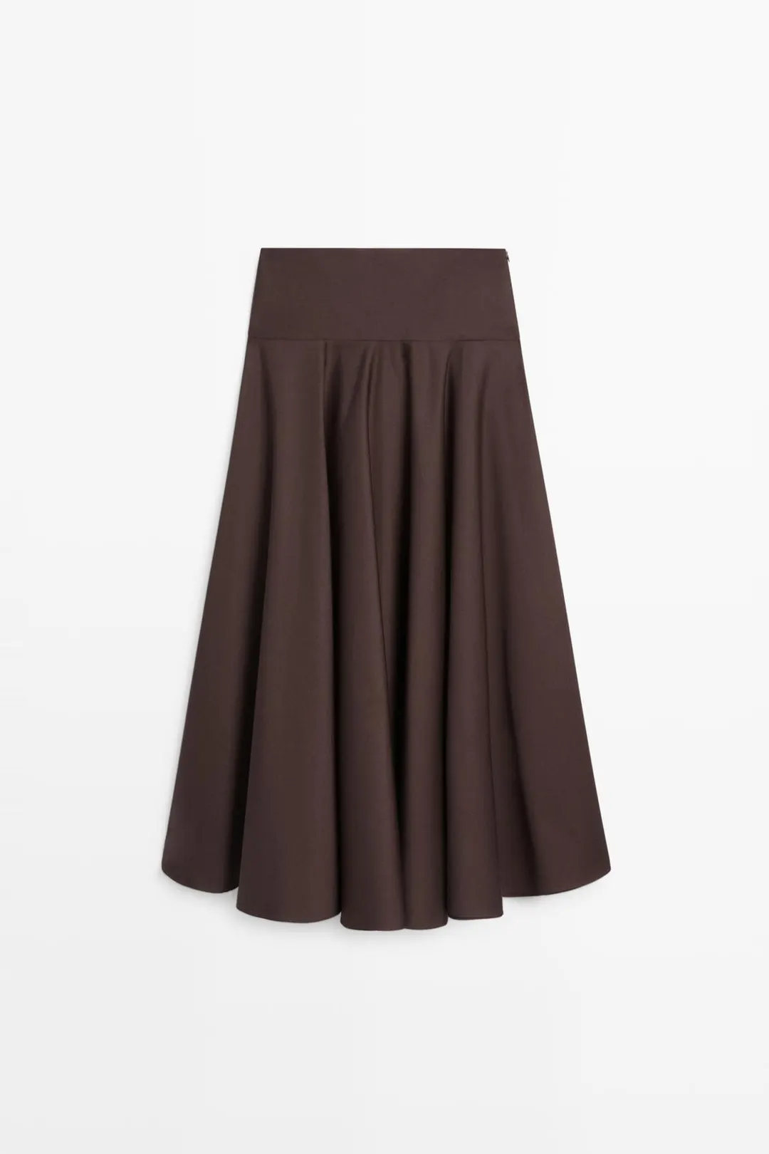Юбка миди с воланом и кокеткой, Massimo Dutti