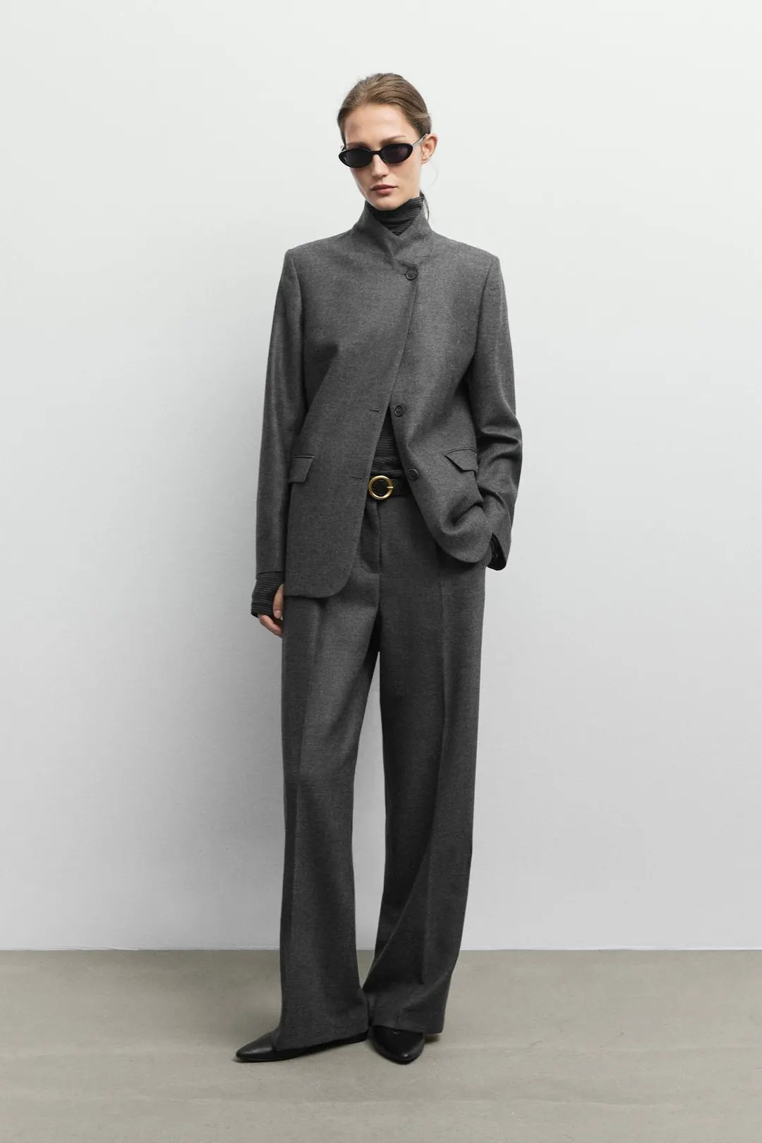 Брюки костюмные из фланели из 100% шерсти, Massimo Dutti