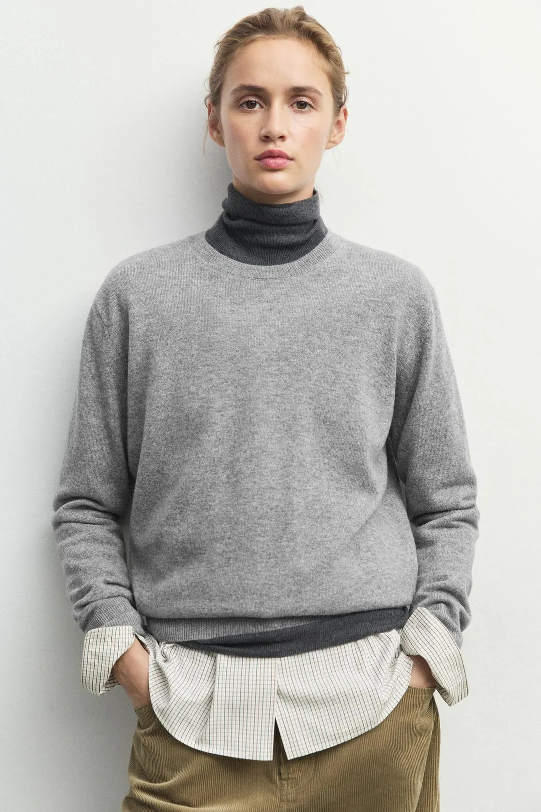 Свитер вязаный с круглым вырезом из смесовой шерсти, Massimo Dutti