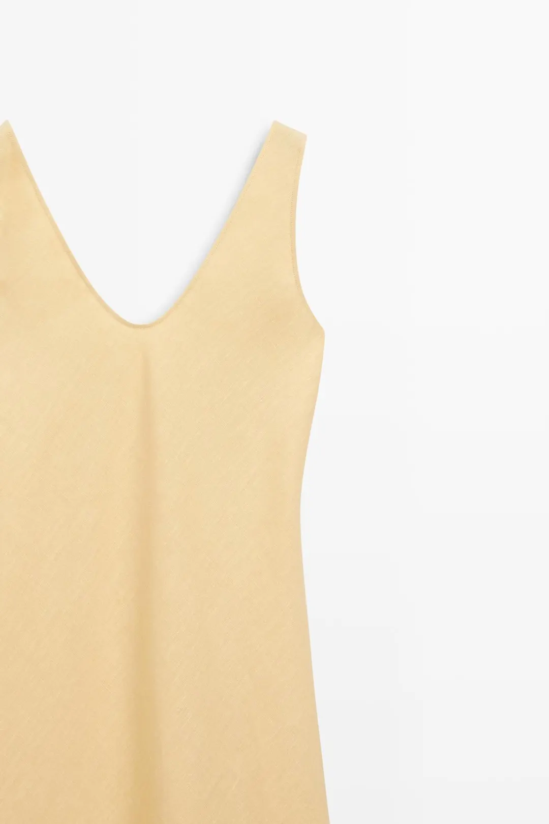 Платье миди из 100% льна на бретелях, Massimo Dutti
