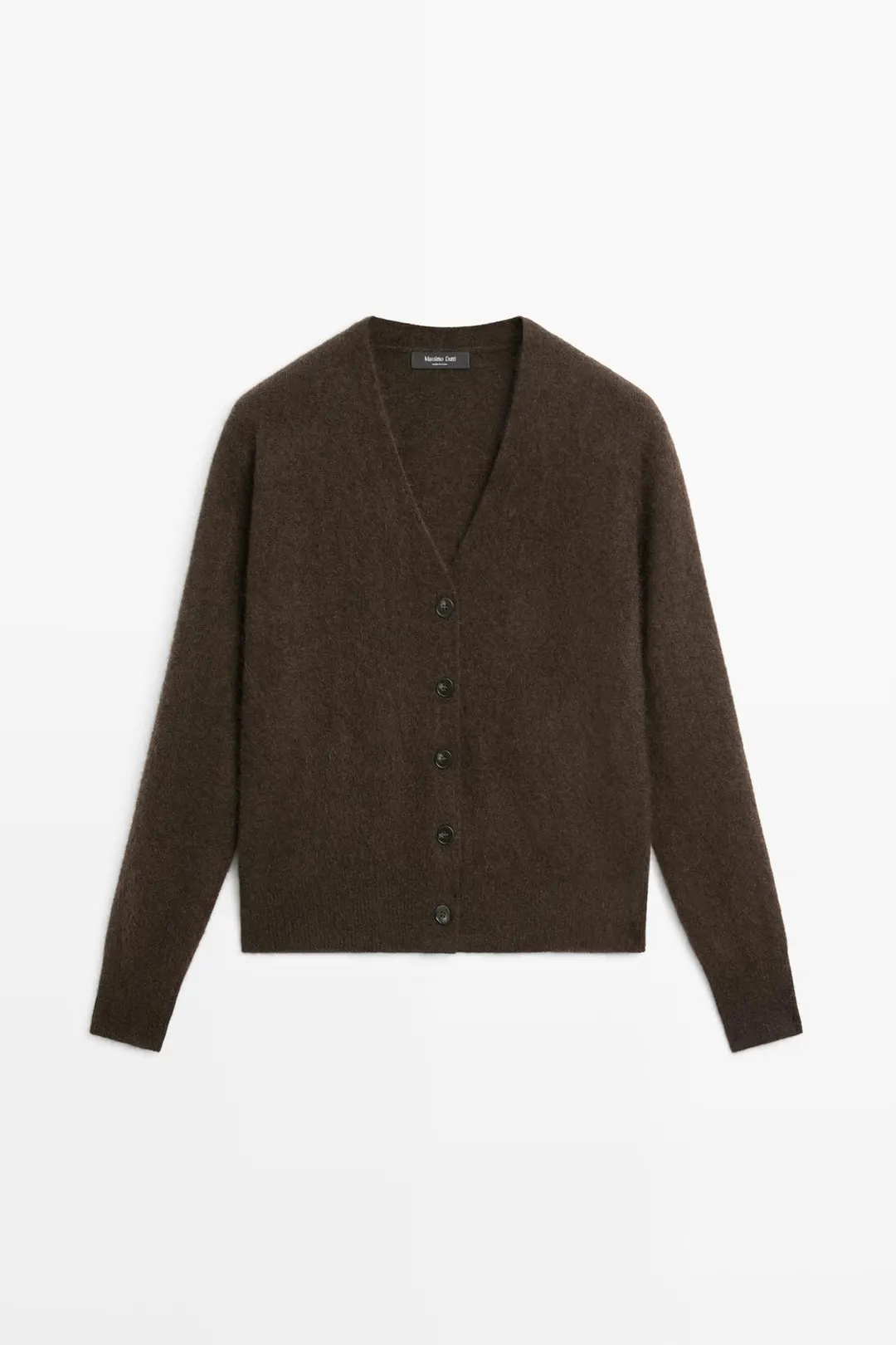 Кардиган из ворсистой смесовой шерсти с V-образным вырезом, Massimo Dutti