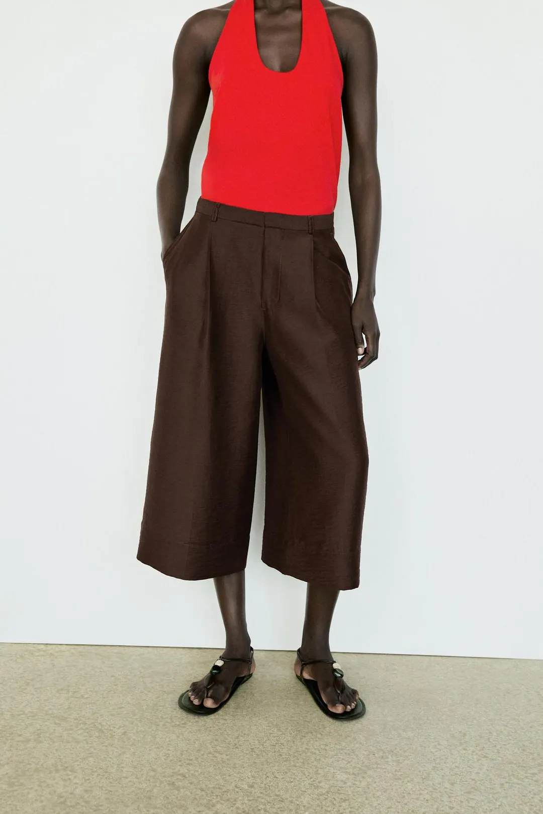 Удлиненные струящиеся бермуды с шарфом, Massimo Dutti