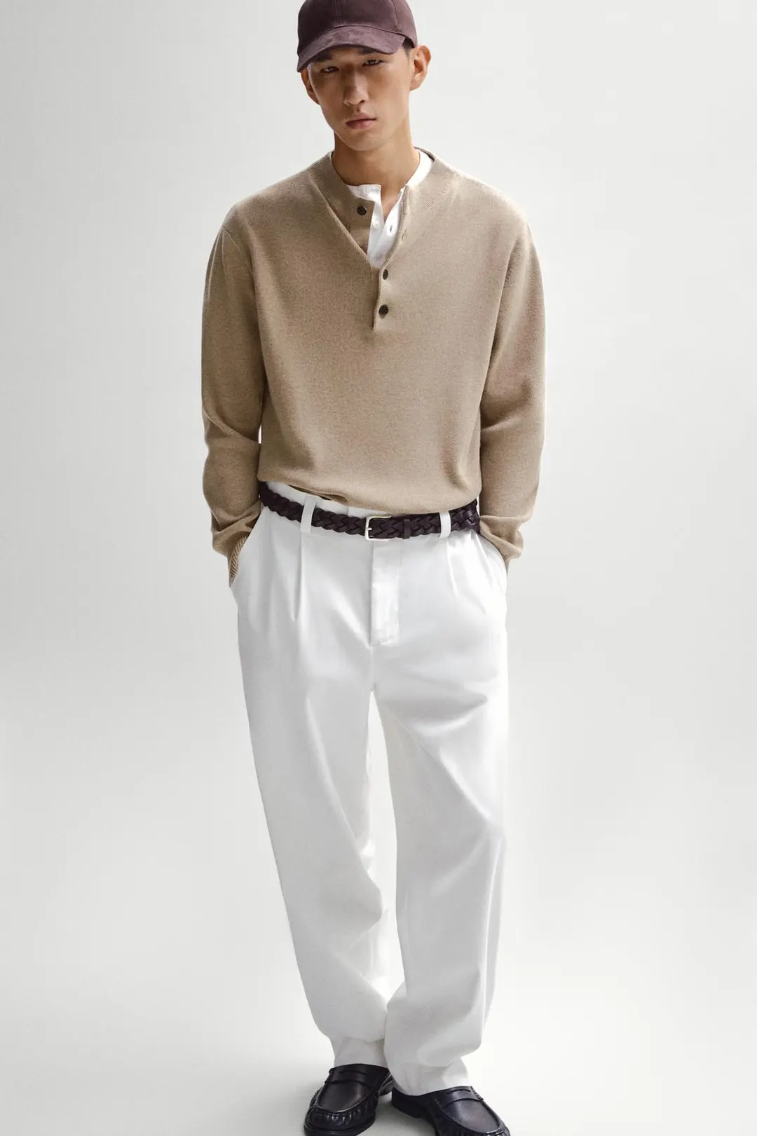 Свитер с воротником-стойкой на пуговицах, Massimo Dutti