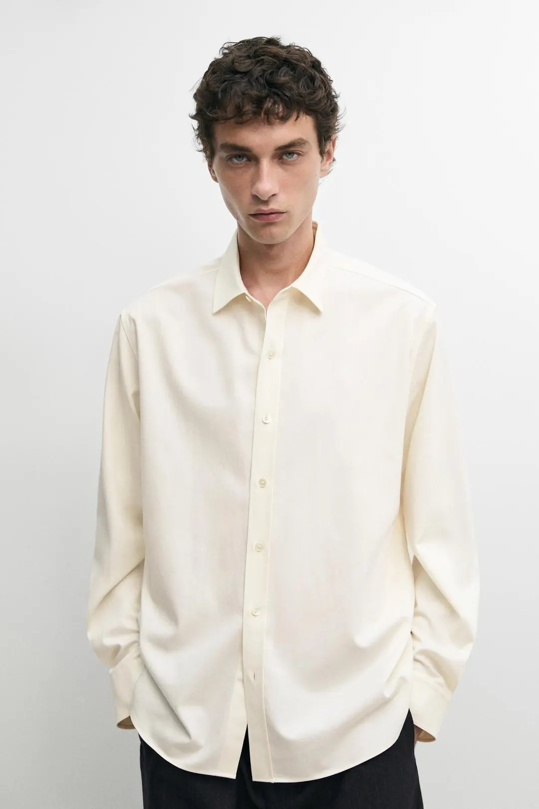 Рубашка свободного кроя из смесового хлопка, Massimo Dutti