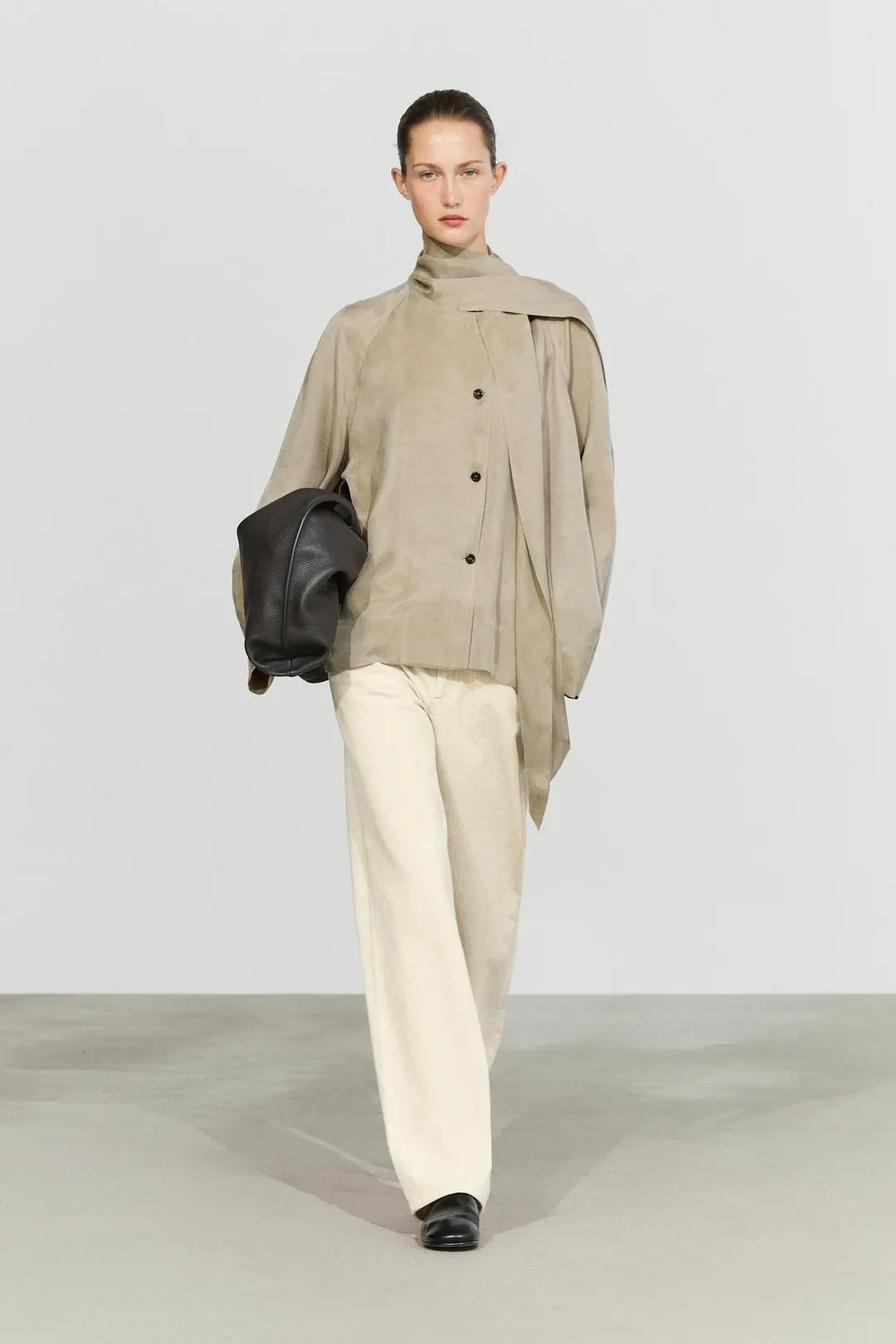 Рубашка струящаяся с шарфом, Massimo Dutti