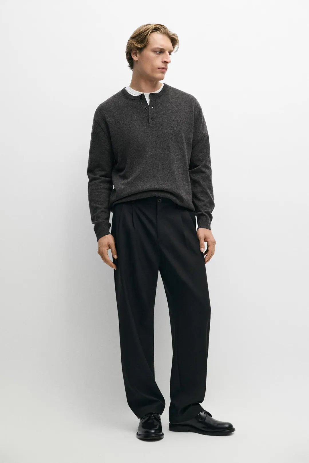 Брюки свободного кроя с двойными защипами, Massimo Dutti