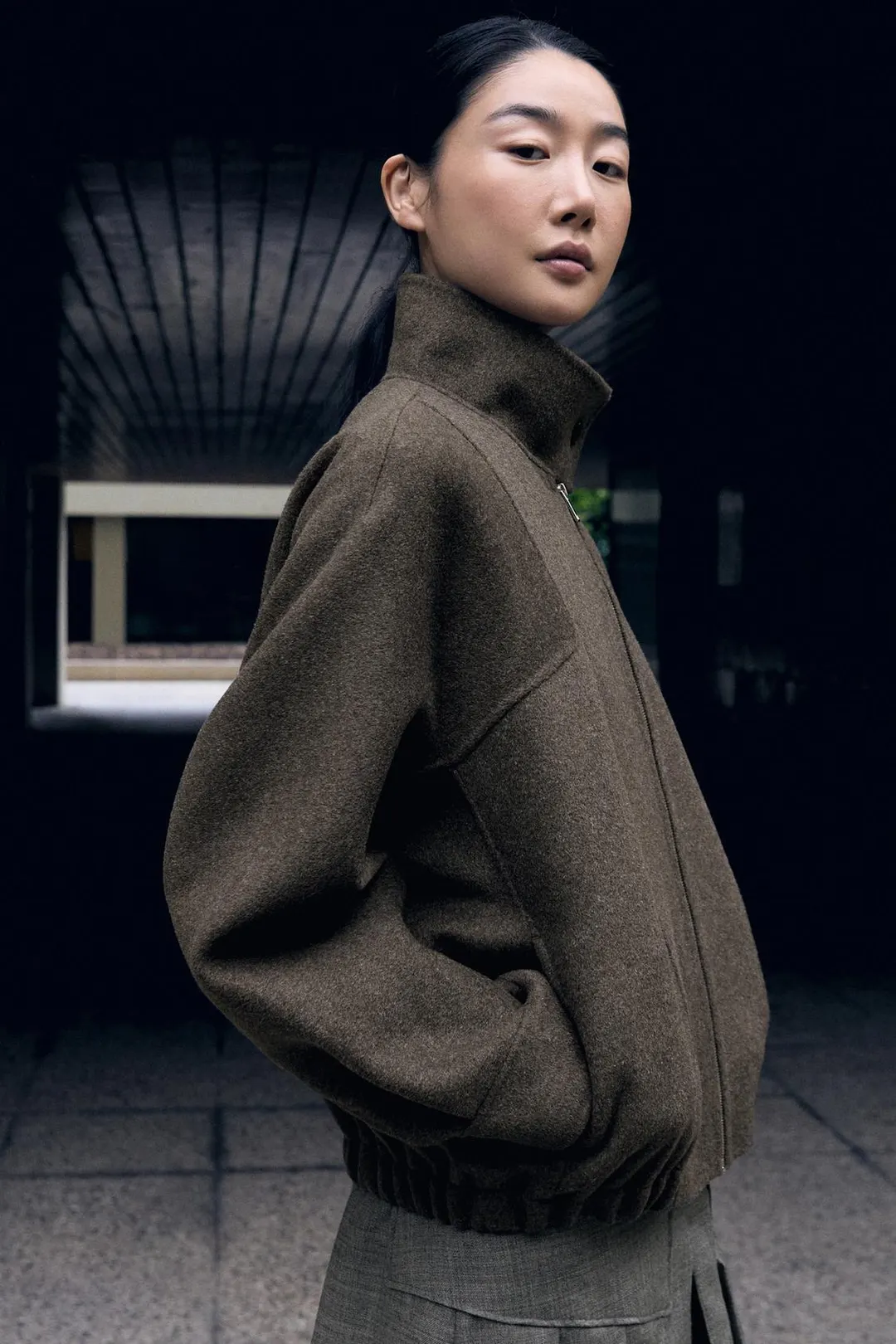 Бомбер из смесовой шерсти, Massimo Dutti