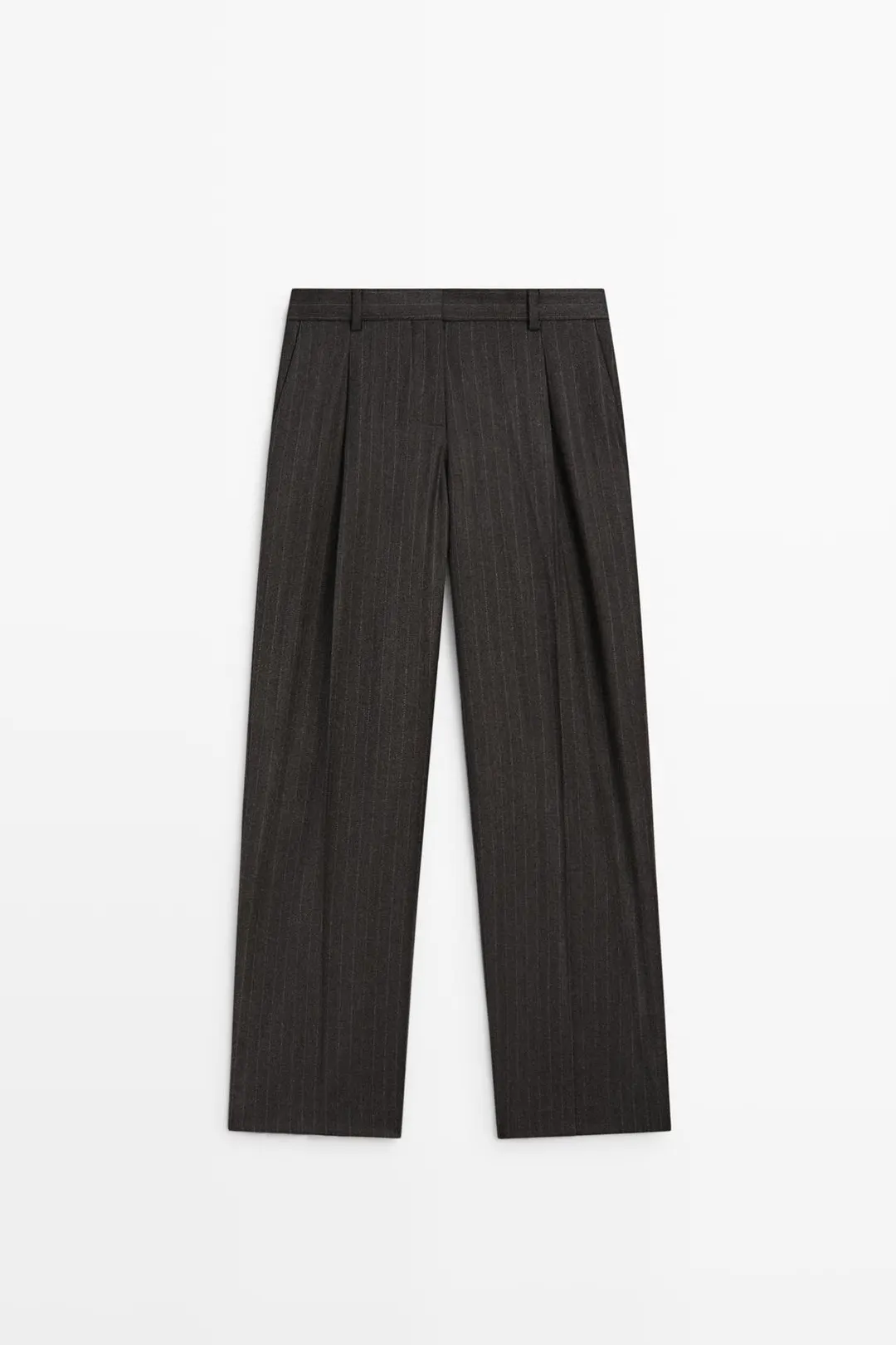 Костюмные брюки в тонкую полоску с вытачками, Massimo Dutti