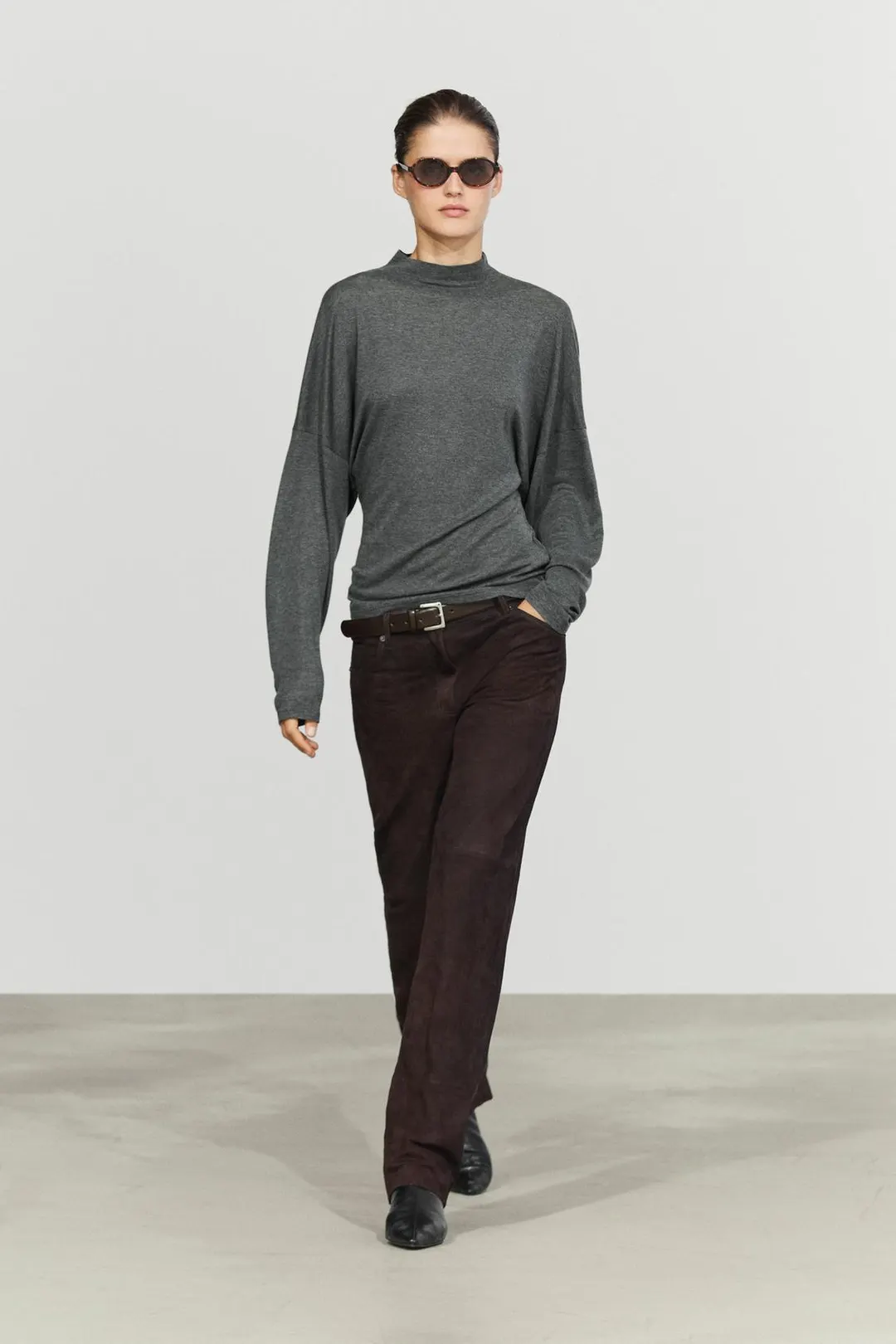 Футболка трикотажная с воротником-трубой, Massimo Dutti
