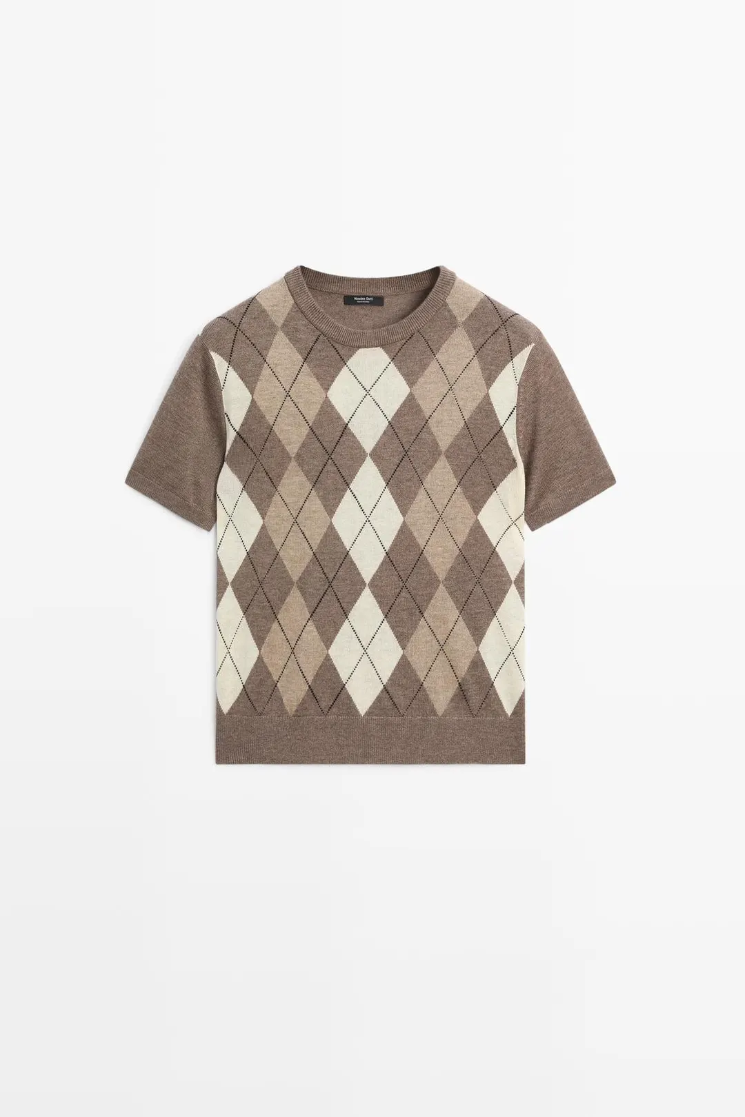 Свитер с короткими рукавами и узором аргайл, Massimo Dutti