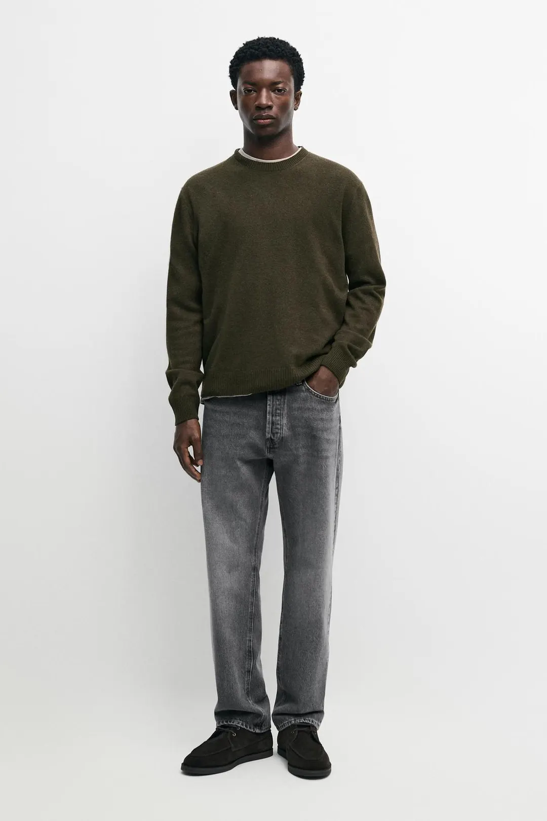 Вязаный свитер из смесовой шерсти с круглым вырезом, Massimo Dutti