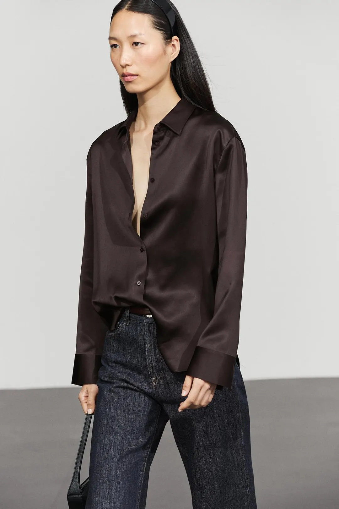Рубашка струящаяся атласная, Massimo Dutti