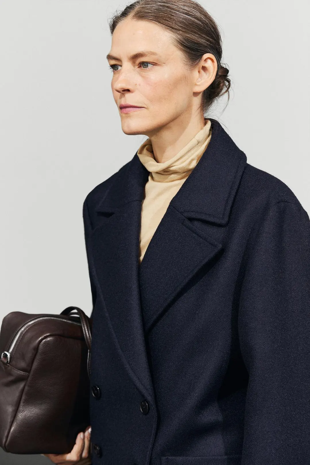 Пальто двубортное средней длины, Massimo Dutti