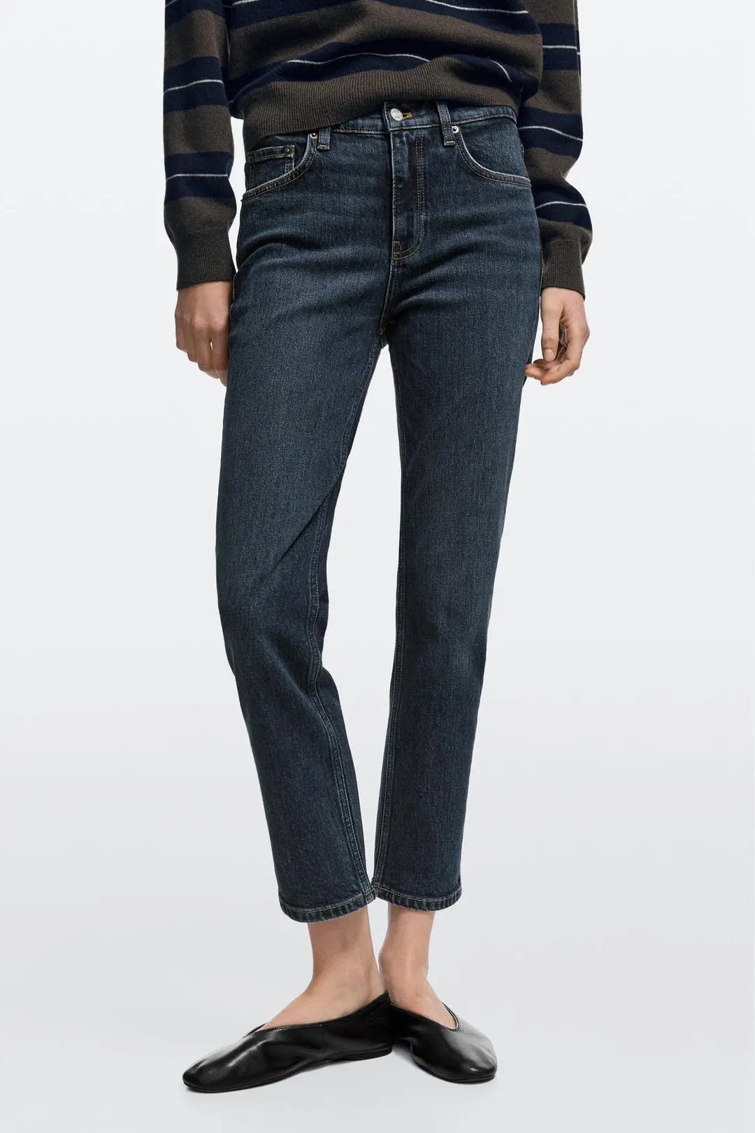 Укороченные зауженные джинсы со средней посадкой, Massimo Dutti