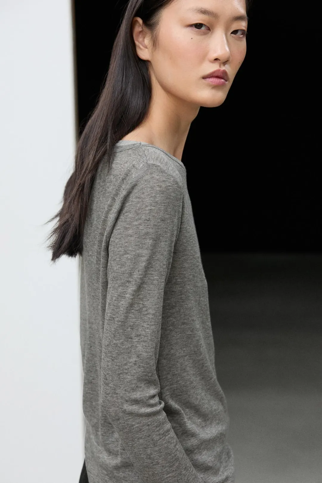 Футболка с двойным вырезом лодочкой, Massimo Dutti