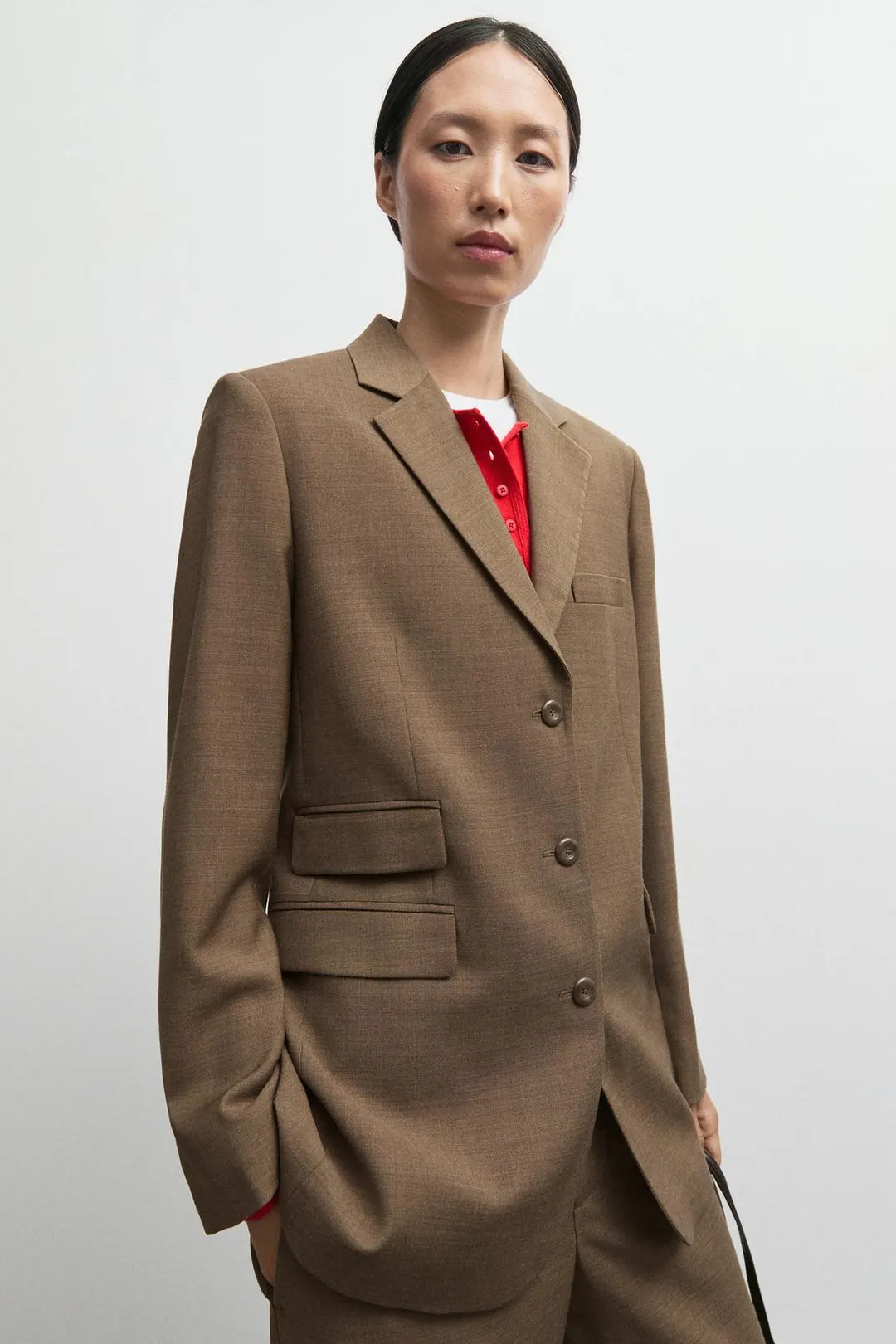 Костюмные брюки из 100% меланжевой шерсти, Massimo Dutti