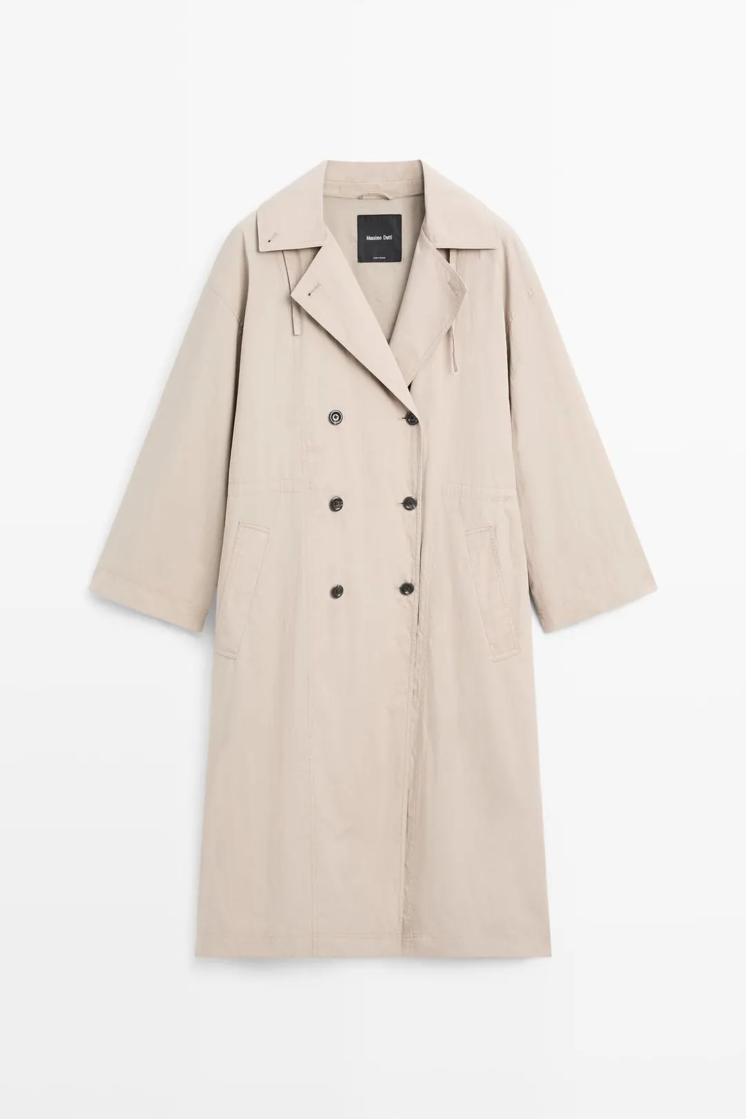 Тренч из технологичной хлопковой ткани, Massimo Dutti