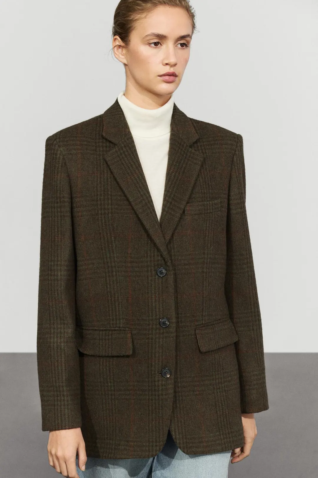 Блейзер в клетку из смесовой шерсти, Massimo Dutti