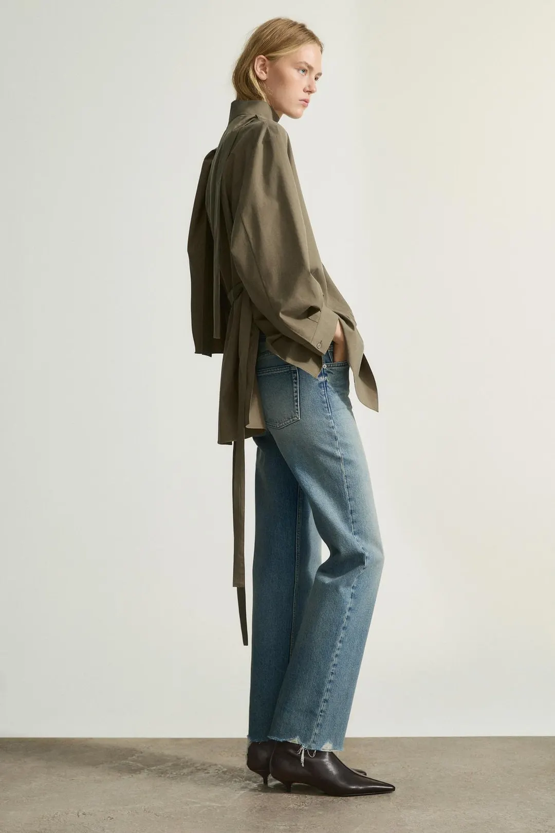 Кожаные ботильоны на низком каблуке, Massimo Dutti