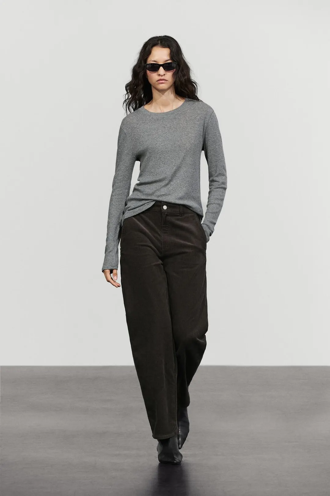 Вельветовые брюки кроя barrel, Massimo Dutti