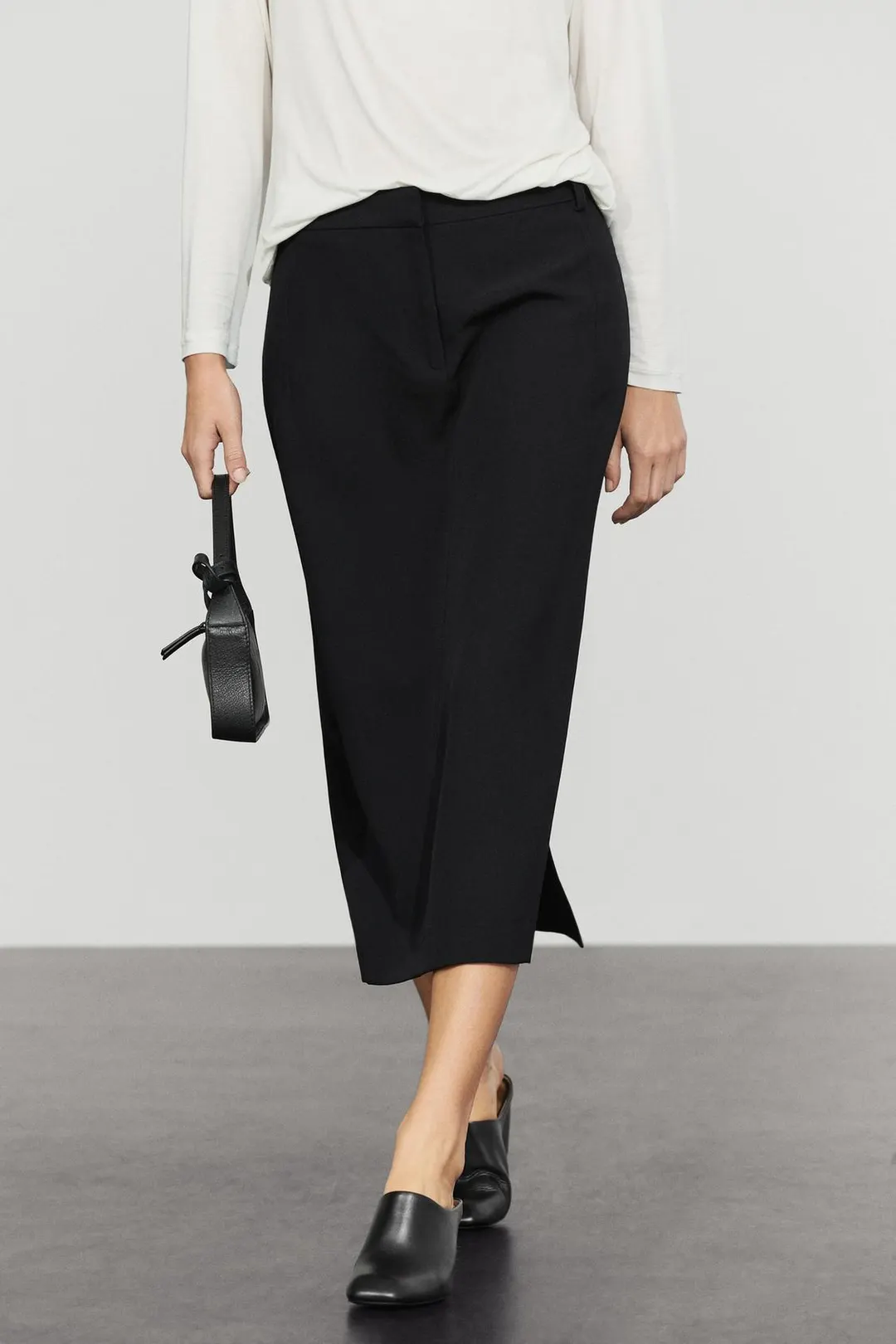 Прямая юбка миди из смесовой шерсти, Massimo Dutti