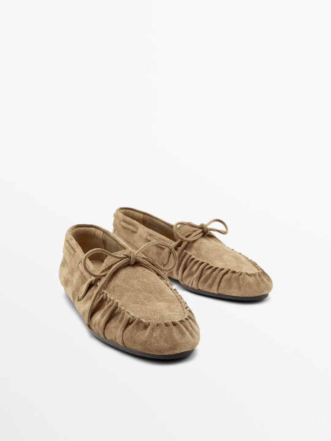 Лоферы из мягкой кожи со сборками, Massimo Dutti