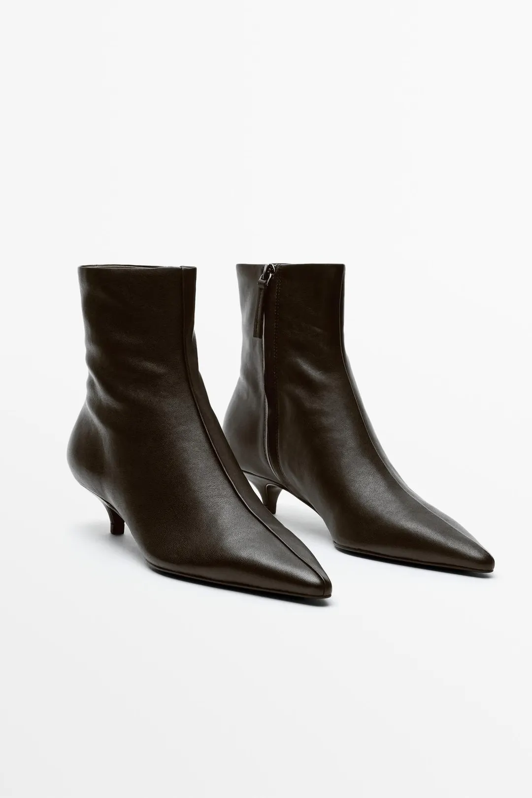 Кожаные ботильоны на низком каблуке, Massimo Dutti