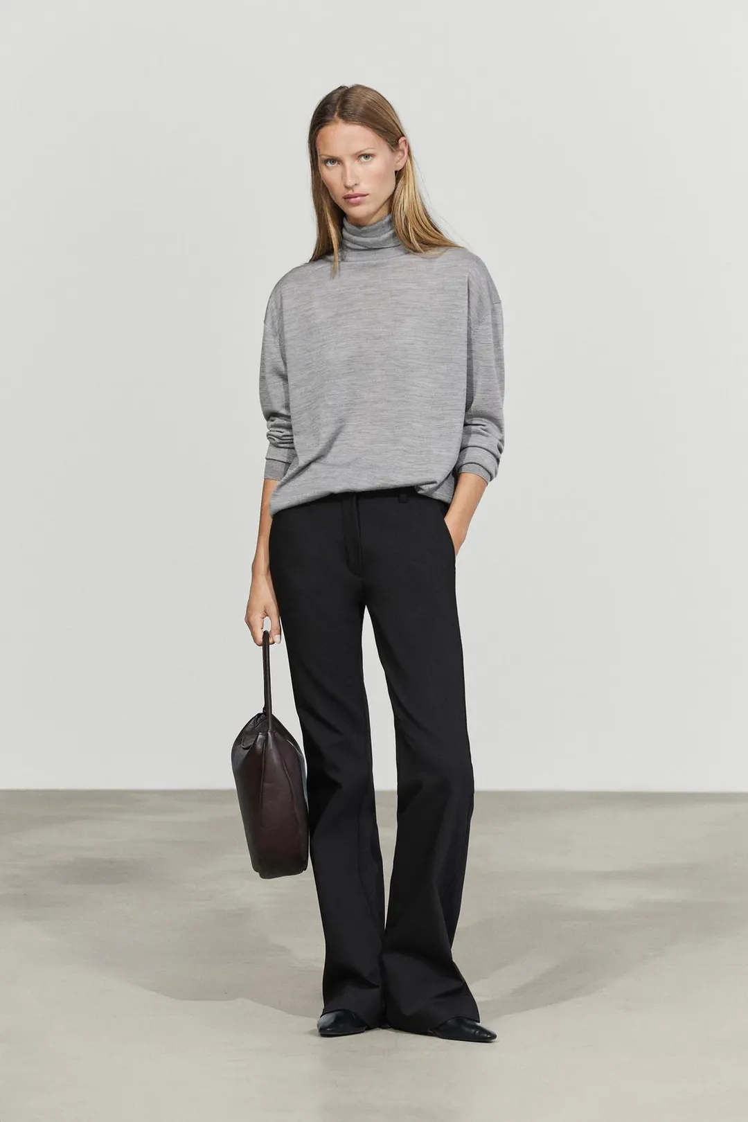 Свитер вязаный с воротником-стойкой из 100% шерсти, Massimo Dutti