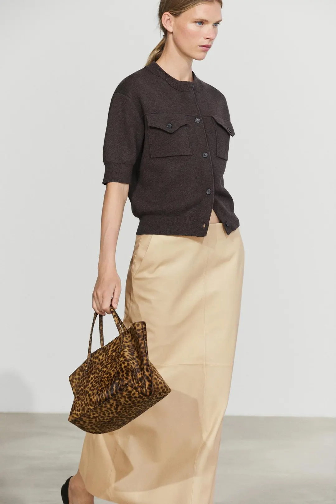 Кардиган с короткими рукавами и карманами, Massimo Dutti