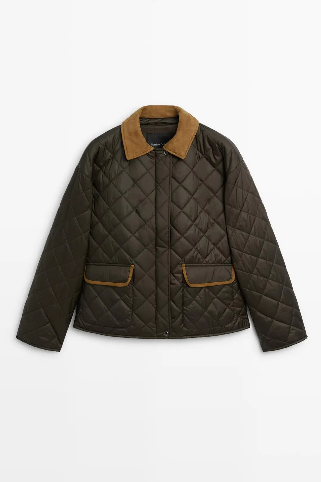 Куртка короткая утепленная с кожаными вставками, Massimo Dutti