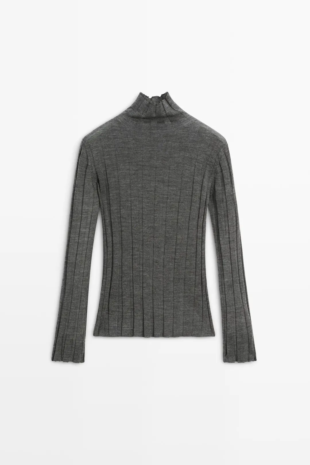 Свитер в рубчик с высоким воротником, Massimo Dutti