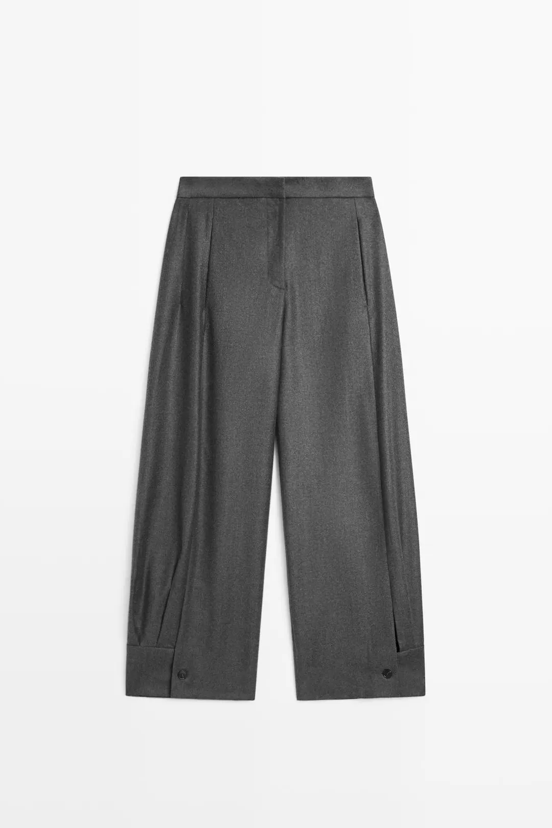 Брюки из 100% шерсти с пуговицами по низу, Massimo Dutti