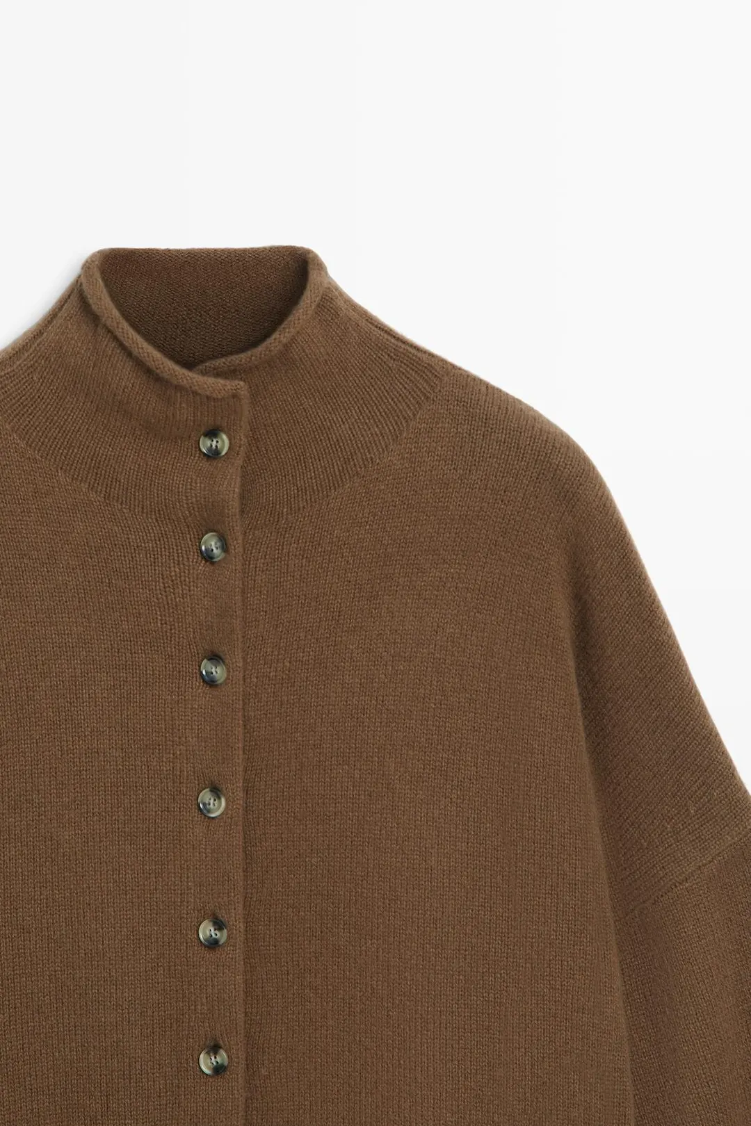 Кардиган из шерсти и кашемира с воротником-стойкой, Massimo Dutti