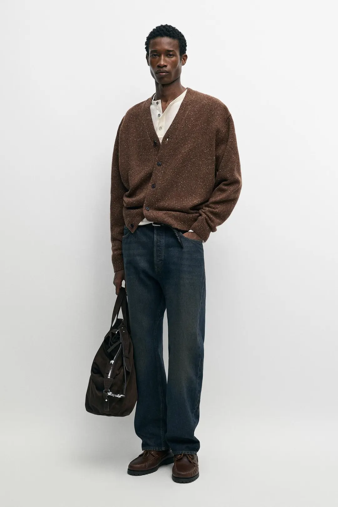Кардиган меланжевый вязаный с шерстью, Massimo Dutti
