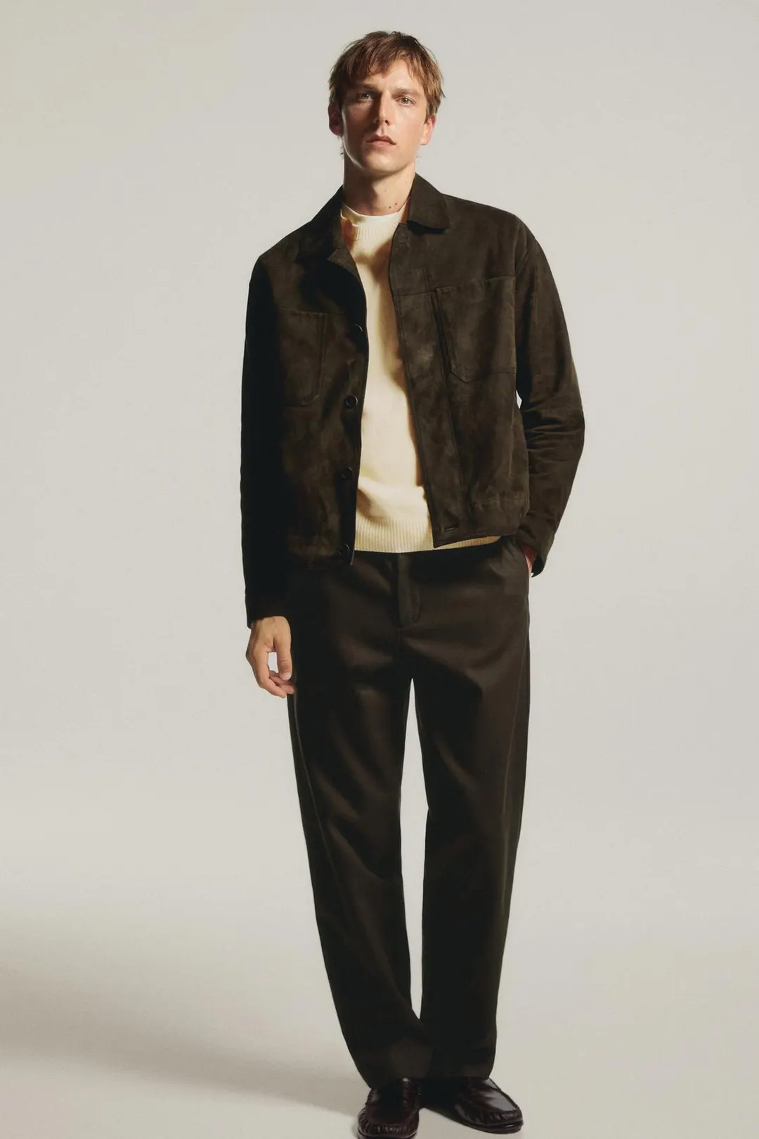 Замшевая куртка свободного кроя, Massimo Dutti
