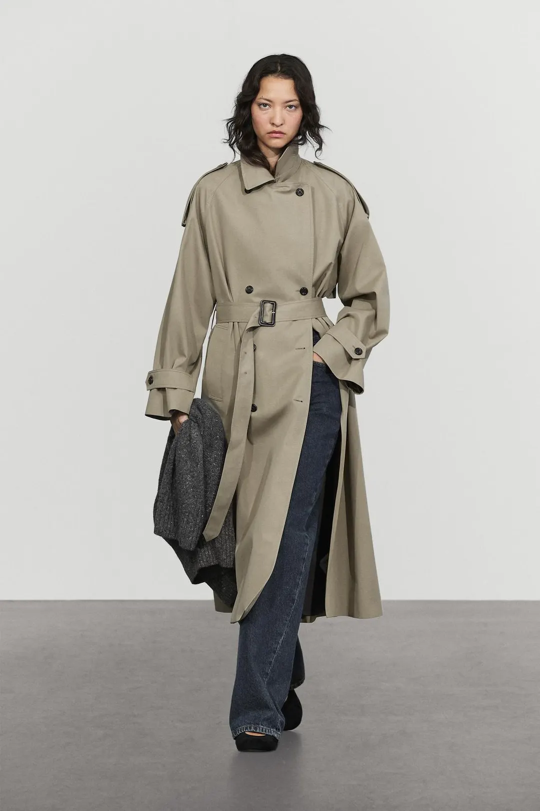 Тренч двубортный, Massimo Dutti