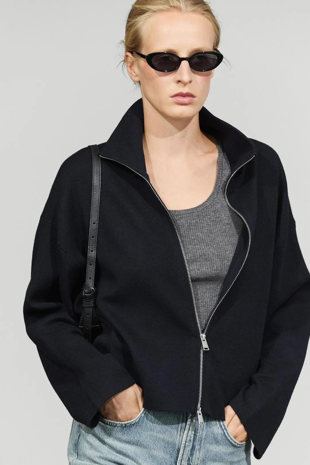 Трикотажная хлопковая куртка на молнии, Massimo Dutti