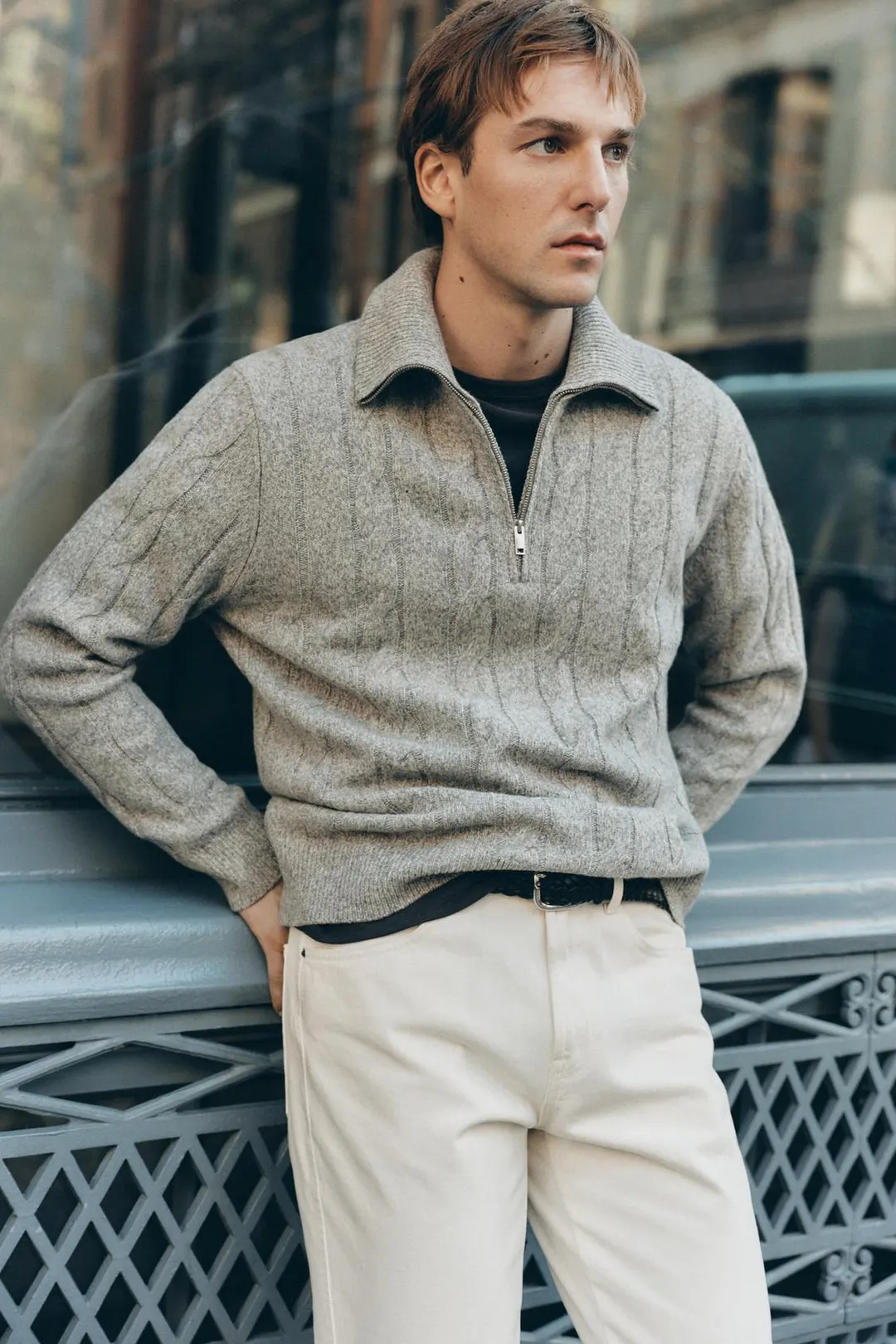 Свитер фактурной вязки из 100% шерсти, Massimo Dutti