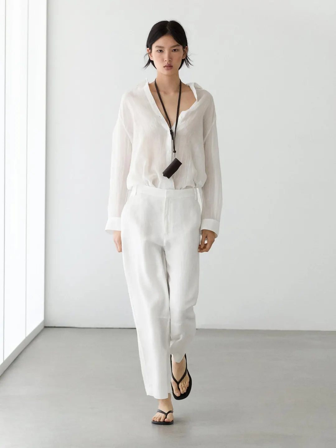 Рубашка из струящейся ткани с отложным воротником, Massimo Dutti