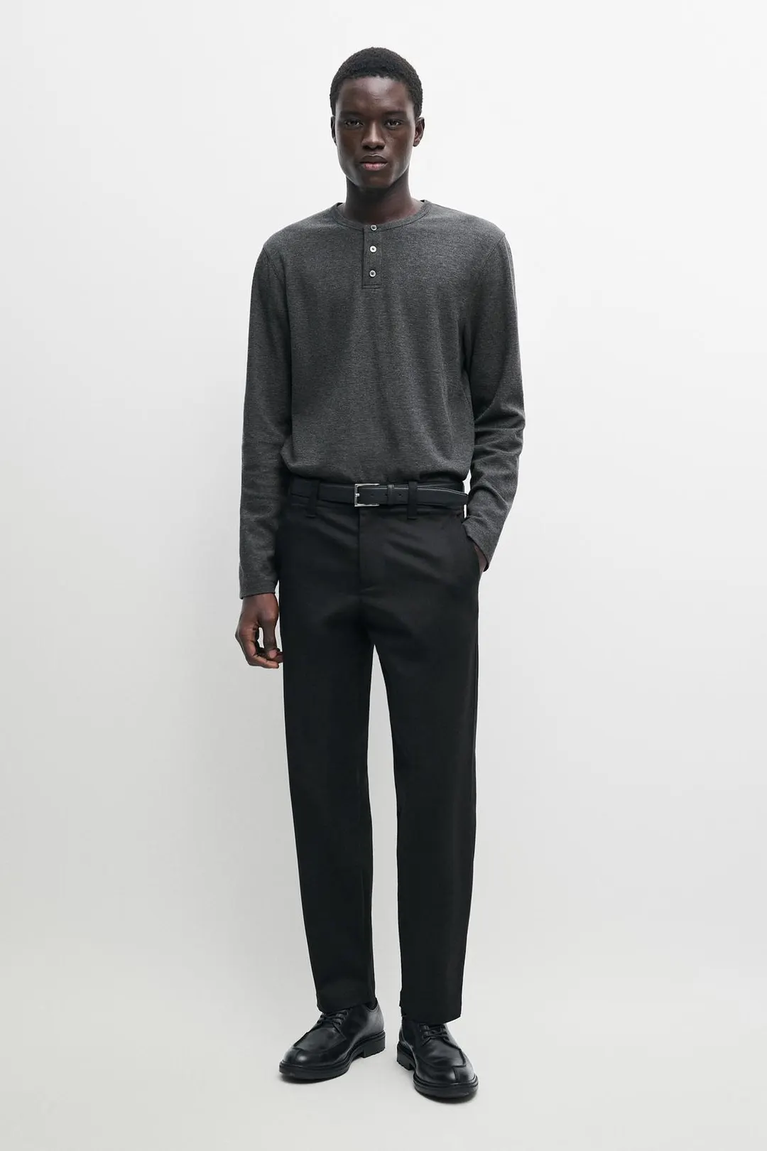 Футболка хенли из смесового хлопка, Massimo Dutti