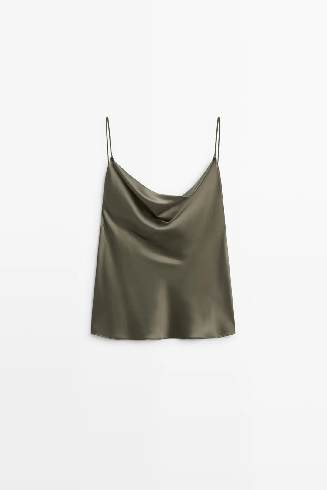 Струящийся атласный топ на бретелях, Massimo Dutti