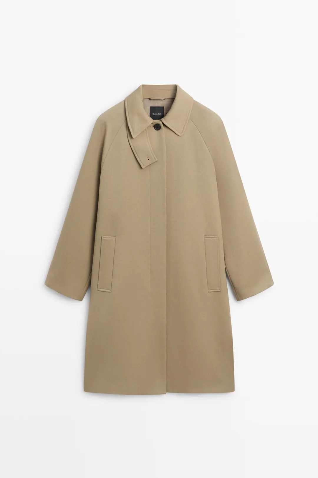 Пальто с рукавами реглан из 100% шерсти, Massimo Dutti